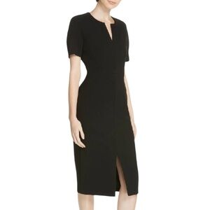 HUGO BOSS Darera Wool Blend Ponte Sheath Dress In Black Size 4